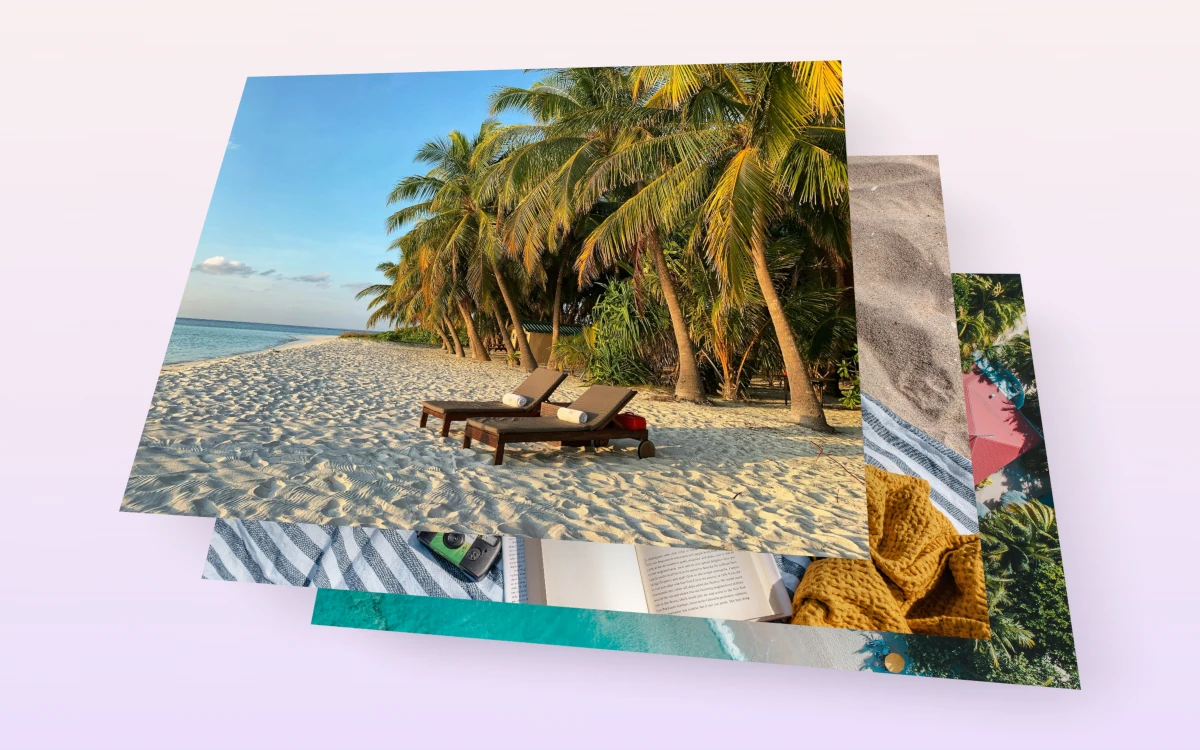 Multiple images layered in a 3D stack composition